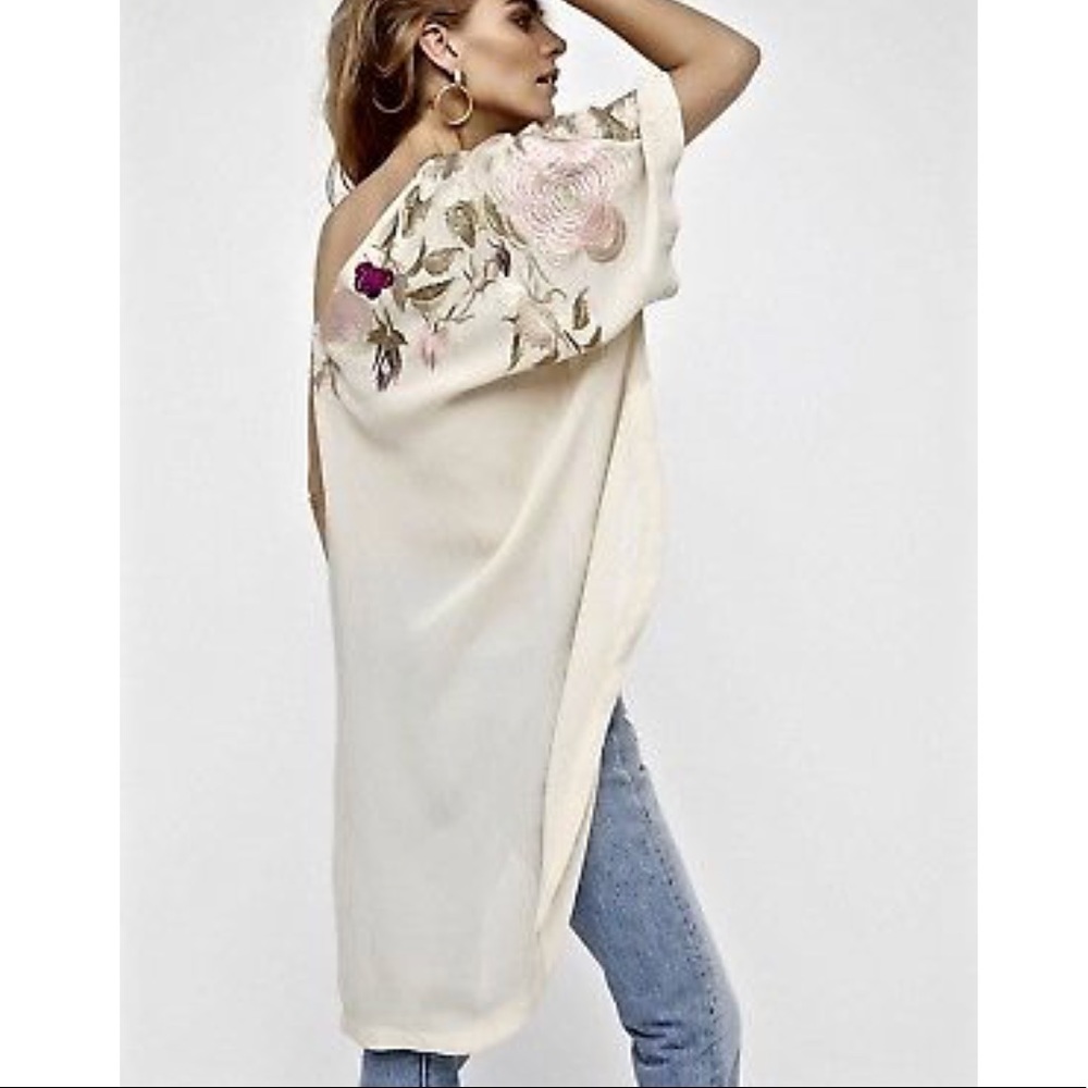 Free People Asymmetrical Embroidered Top Size M